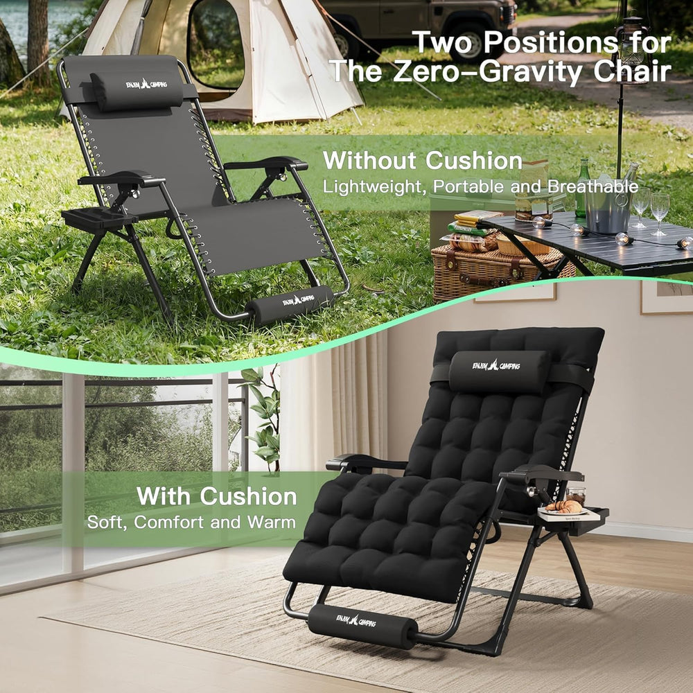 Amopatio Oversized Zero Gravity Chair XXL 33Inch Reclining Camping Lounge Cha...