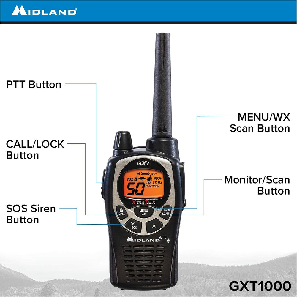 Midland GXT1000VP4 50 Channel GMRS Two-Way Radio - Up to 36 Mile Range Walkie...