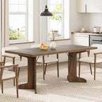 71" Dining Table for 6 to 8 People, Modern Dinner Table with Unique Wooden Legs, Rectangle Dining Table for Kitchen, Dining Room & Living Room, Walnut