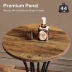 Tribesigns Round Bar Table for 2, 37.4" H Cocktail Table with Curved Metal Base, Coffee Pub Table for Spaces, Living Room, Kitchen, or Party (Brown & Black) (4)