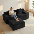 83.5" Boneless Loveseat with Ottoman, 30" Deep Seat Modular Sofa, Cloud Comfy Couches for Living Room, Apartment, Bedroom, No Assembly Required (Dark Gray)