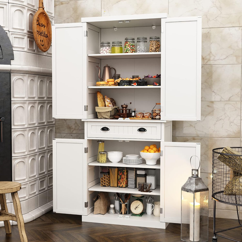 HLR Freestanding Kitchen Pantry Cabinet with Doors and Adjustable Shelves, St...