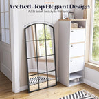 Arched Window Mirror, 24" x 48" Black Window Mirrors for Wall, Tall Farmhouse Grid Mirror for Living Room Bedroom Dining Room Fireplace Hallway Mantle Entryway