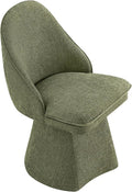 Swivel Dining Chairs Set of 1, Upholstered Mid Century Modern Deskchair with Round Back, Linen Fabric Kitchen Chairs for Dining Room, Bedroom, Dressing Room, Green