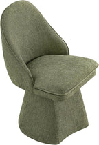 Swivel Dining Chairs Set of 1, Upholstered Mid Century Modern Deskchair with Round Back, Linen Fabric Kitchen Chairs for Dining Room, Bedroom, Dressing Room, Green