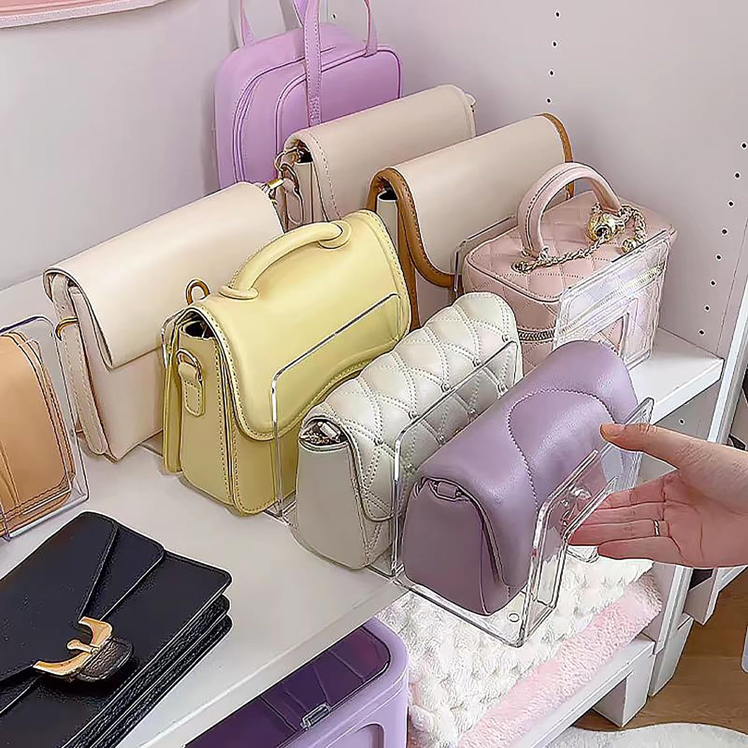 Purse Organizer for Closet, Clear Acrylic File Organizer, Desk File Holder for Book, Document, Envelopes, Binder, Mail, Handbag (2Pcs)