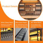 59" Wall Mounted Wine Rack, 3-Tier Liquor Shelf with Glass Holder | Large metal wines bottle display shelf, modern bar shelves. For Kitchen Dining Bar Home
