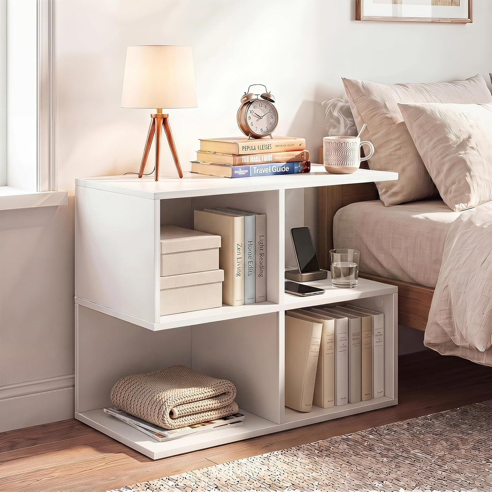 Giantex 4-Cube Book Shelf, 17'' Modern S-Shaped Couch End Sofa Side T...