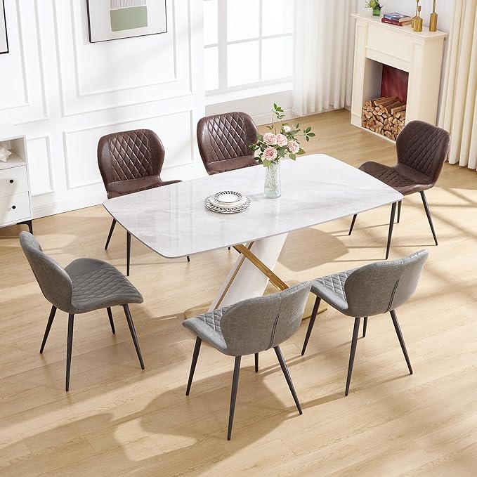Dining Chairs Set of 6, Comfy Modern Dining Chairs with Thick Cushions, Uphol...