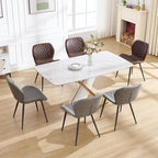 Dining Chairs Set of 6, Comfy Modern Dining Chairs with Thick Cushions, Upholstered Fabric Kitchen Side Chairs with Adjustable Metal Legs for Dining Room (Light Grey)