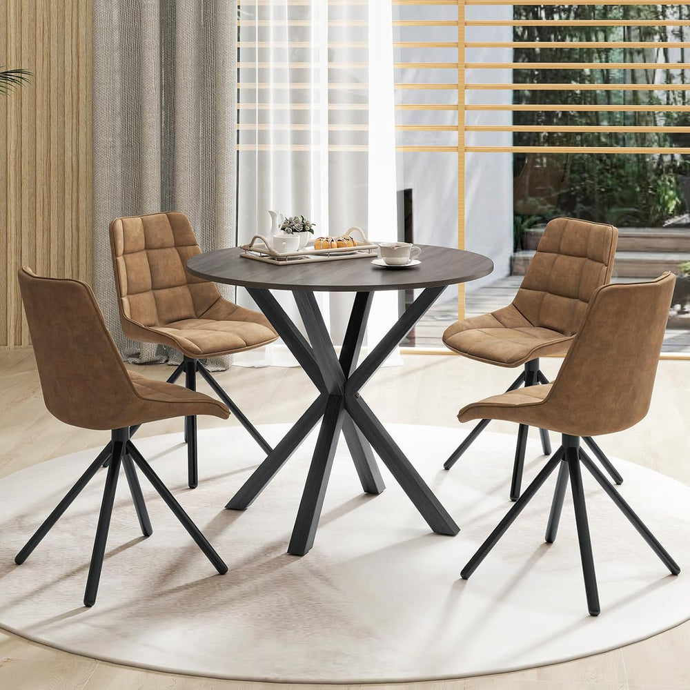 GOFLAME 36” Round Dining Table for 4 People, Wooden Kitchen Table with Inters...