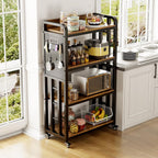 Bakers Rack with Power Outlet,bakers rack with storage,microwave cart | Microwave Oven Stand with Storage 4 Tiers,With pegboard Bakers Racks,bakers rack with storage,for Kitchen,Coffee Bar