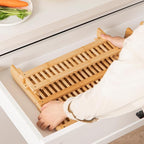 HBlife Bamboo Dish Drying Rack with Utensils Flatware Holder Set, 3-Tier Large Folding Drying Holder for Kitchen Counter, Collapsible Drainer