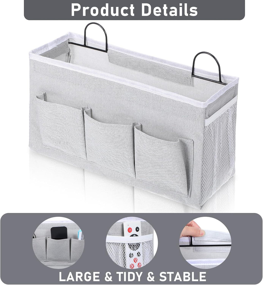 2pcs 3-Pockets Large Wall Hanging Organizer Bag, Linen Fabric Door Hanging Storage Baskets with Pockets, Waterproof Bin for Kitchen, Bedroom, Office, RV Camper