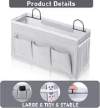 2pcs 3-Pockets Large Wall Hanging Organizer Bag, Linen Fabric Door Hanging Storage Baskets with Pockets, Waterproof Bin for Kitchen, Bedroom, Office, RV Camper