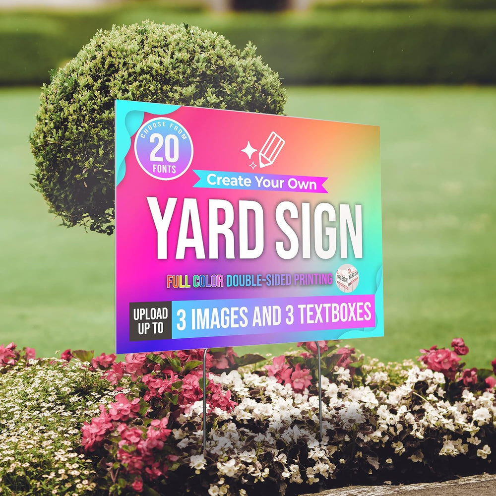 6 Pack 24x18" Double Sided Custom Yard Sign with Metal Stakes, Personali...