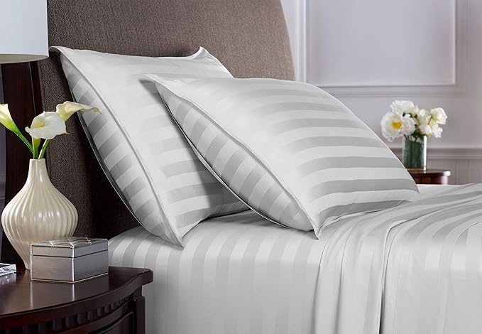 California King Sheets by Pure Bamboo, Genuine 100% Organic Viscose Derived from Bamboo Bed Sheet Set, Soft & Cooling, Double Stitching, Lifetime Quality Promise (California King, Jacquard White)