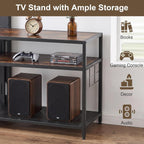 VECELO TV Stand with Mount, Universal Swivel TV Console for 32-75 inch TVs, 55" Entertainment Center with Storage Shelves, for Living Room, Bedroom, Rustic Brown