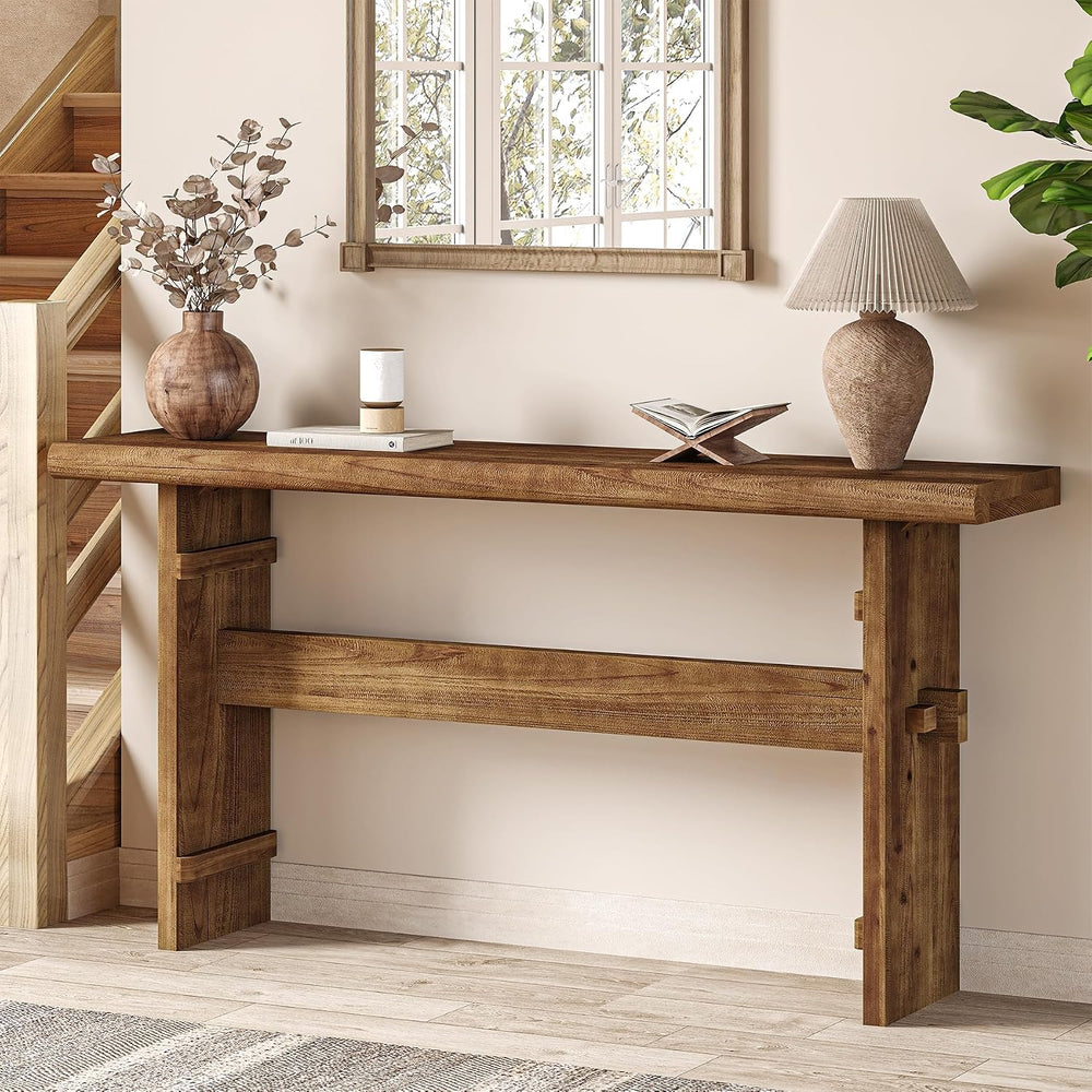TRIBEWOOD 63-Inch Solid Wood Console Table for Entryway, Narrow Long Farmhous...