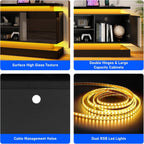 81" 2 LED TV Stand for TVs 90/85/75 inch,High Gloss Gaming Tall Entertainment Center w/Power Outlet,6000-Colors LED Lights,Modern TV Media Console Table with 2 Cabinets for Living Room,Black