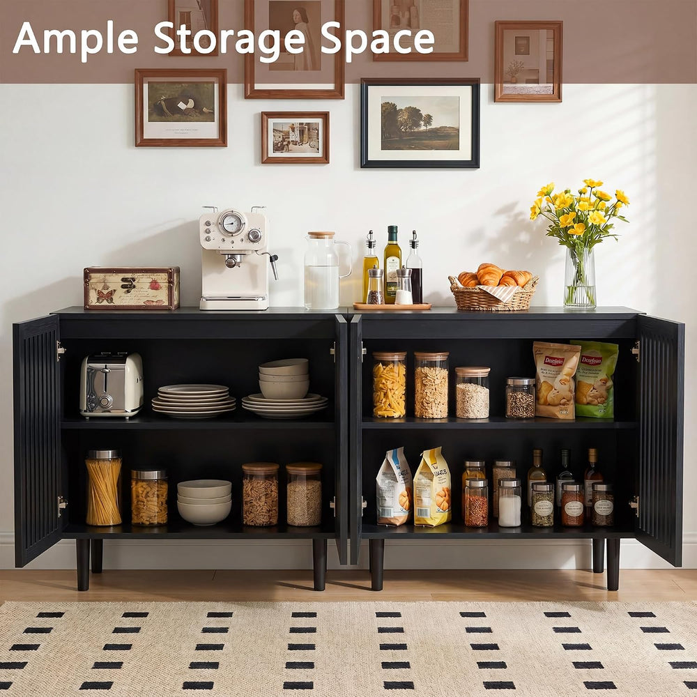 CHUWELL 31.5" Farmhouse Buffet Cabinet with Storage, Modern Black Sidebo...
