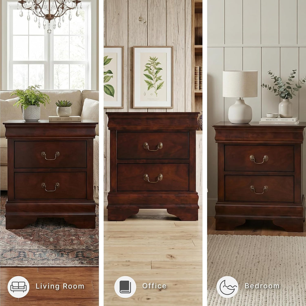 Signature Design by Ashley Alisdair 2 Drawer Nightstand, Reddish Brown | 21.6...