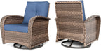 PHI VILLA Wicker Patio Chairs, Outdoor Swivel Glider Chairs Set of 2 | 2 Piece PE Rattan Wicker Patio Furniture Set with Cushions for Porch Deck Balcony