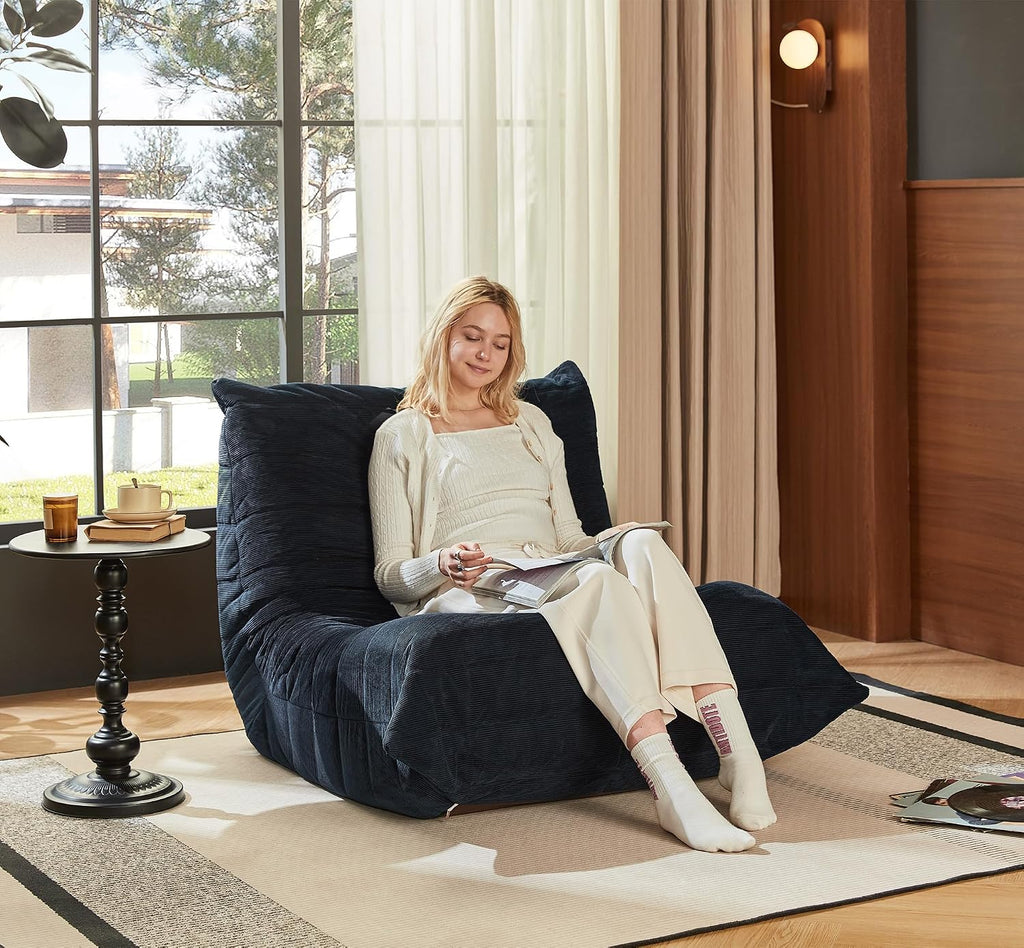 Bean Bag Chair for Adults,Bean Bag Chairs with High Density Comfortable Memory Foam,Giant Lazy Sofo Fireside Bean Bag Chair, for Living Room, Bedroom, Reading & TV (Bule)