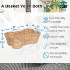 OtterPets Dog Toy Basket, Hyacinth Cat & Dog Bone Shaped Basket, Wicker Pet Toy Bin Organizer, Dog Toy Bin (Large (23"x15"))