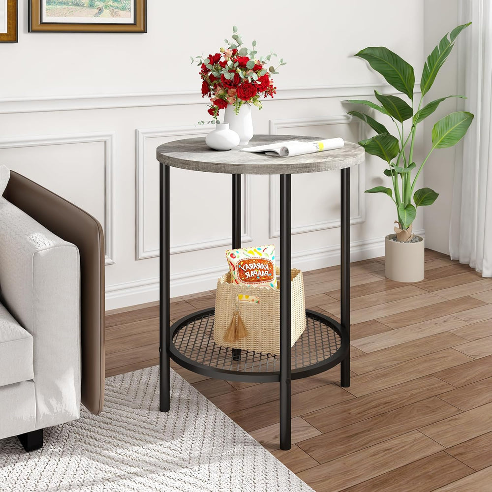 Recaceik Round Coffee Table and End Table Set of 3 with Storage, Modern Vinta...