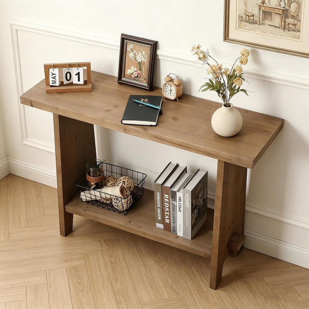 HOKYHOKY 43.3" Wood Console Table for Entryway,Farmhouse Sofa Table, Bro...