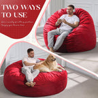 Hobestluk Bean Bag Chairs 6FT Beanbag Chair with Filler Adult Bean Bags with Removable Cover, Giant Bean Bag Chairs for Aduts (Velvet red)