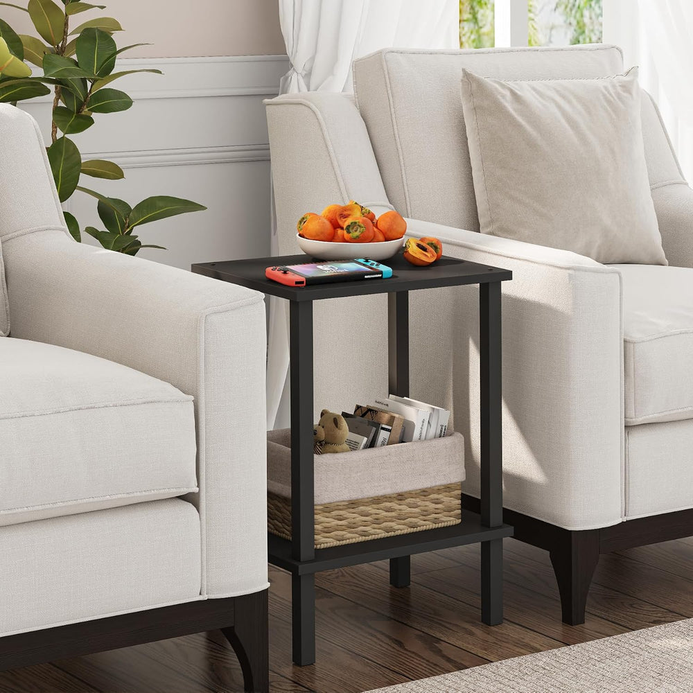 TUTOTAK End Table, Set of 2, Side Table, Nightstand, 2-Tier Storage Shelf