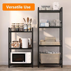 Book Shelf, 3 Tier Bookcase with Steel Frame, Stable Bookshelf Narrow Book Shelves Storage Organizer for Book CD Movie, Open Book Shelves for Living Room, Home Office, Study, Black