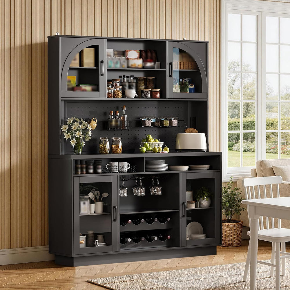 BINGTOO 71" Tall Kitchen Pantry Cabinet with Charging Station, 54" ...