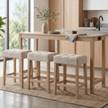 DUHOME 4 Piece Bar Table Set with Power Outlet，Dining Table Set | Industrial Breakfast Table with 3 Padded Stools Solid Wood Counter Height Bar Set for Living Room, Dining Room Natural
