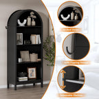 70" Tall Arched Shoe Cabinet, 7-Tier Shoe Rack with 3 Adjustable Shelves, Large Freestanding Shoe Organizer for Entryway, Closet, Hallway, Living Room (Midnight Black)