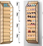 10 Tier Over The Door Organizer - Heavy Duty Hanging Storage Rack with Sturdy Oxford Fabric, Holds 20+ Pairs of Footwear, Boots & Sneakers, Saves 50% Closet Space(Beige)