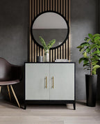 Sango Shagreen 2-Door Cabinet, Elegant Black Faux Shagreen Storage Cabinet with Brass Handles, Adjustable Shelf, Timeless Luxury Design, Stylish Accent Furniture for Living Room or Dining Room