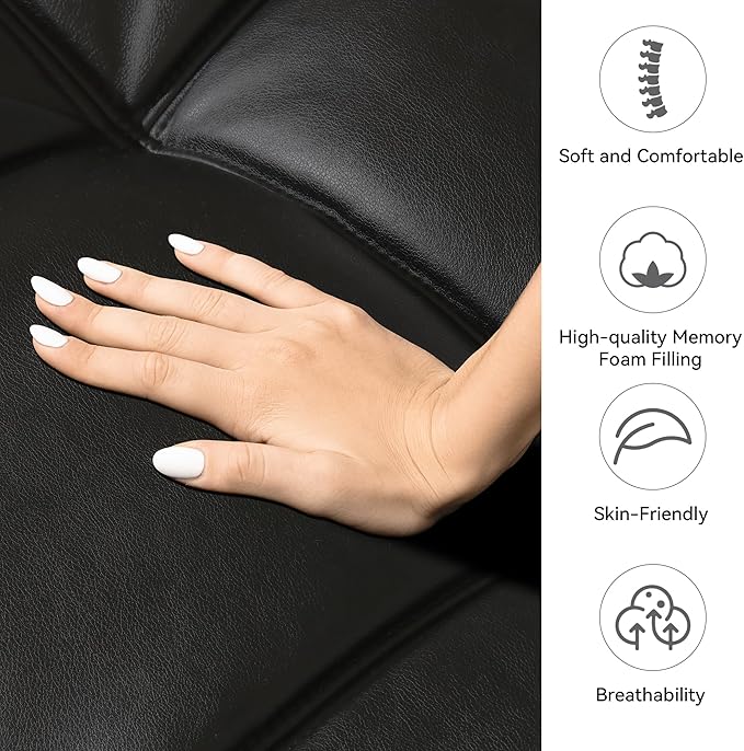 71" Convertible Futon Sofa Bed,Faux Leather Futon Couch Bed,Memory Foam Sleeper Sofa,Modern Folding Small Loveseat for Living Room,Office,Apartment,Matte Black
