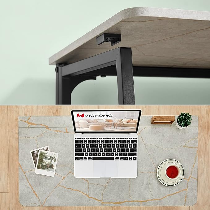 WOHOMO Folding Desk, Small Writing Desk 39.4", Space-Saving Foldable Laptop Table Writing Workstation for Home Office, Easy Assembly, Grey