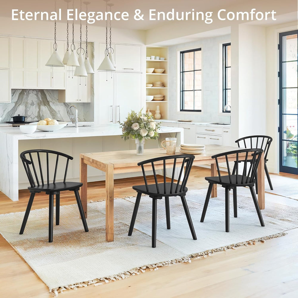 LUE BONA Black Dining Chairs Set of 8, Farmhouse Wood Dining Chairs with Semi...