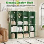 C&AHOME Cube Storage Organizer, 16-Cube Shelves Units, Plastic Storage Cubes, DIY Closet Organizer, Modular Closet Storage Shelves Ideal for Home, Bedroom, 48.4" L × 12.4" W × 48.4" H Green UPCS16GN