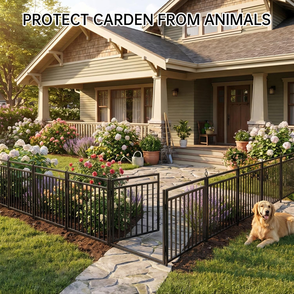 Decorative Garden Fence Metal Dog Fence Outdoor for Yard, 72ft (L) × 32in (H)...