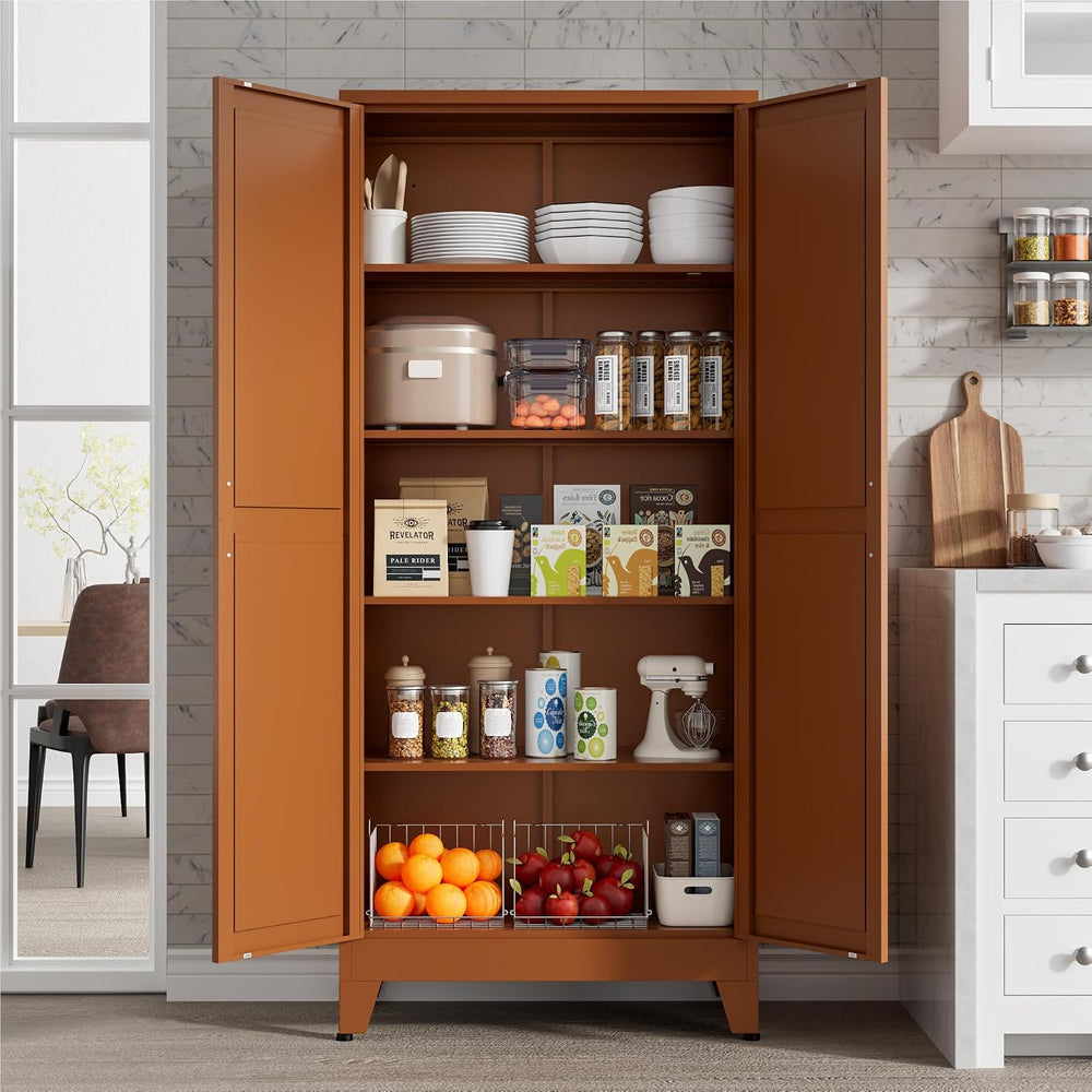 LCAOPC 71" Tall Metal Storage Cabinet with 2 Doors and 4 Adjustable Shel...