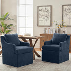 VKNOW Upholstered Dining Chairs, Modern Kitchen Chairs Dinner Chairs with 4 Casters, Chenille Armchair for Bedroom Reading Room Living Room, Blue