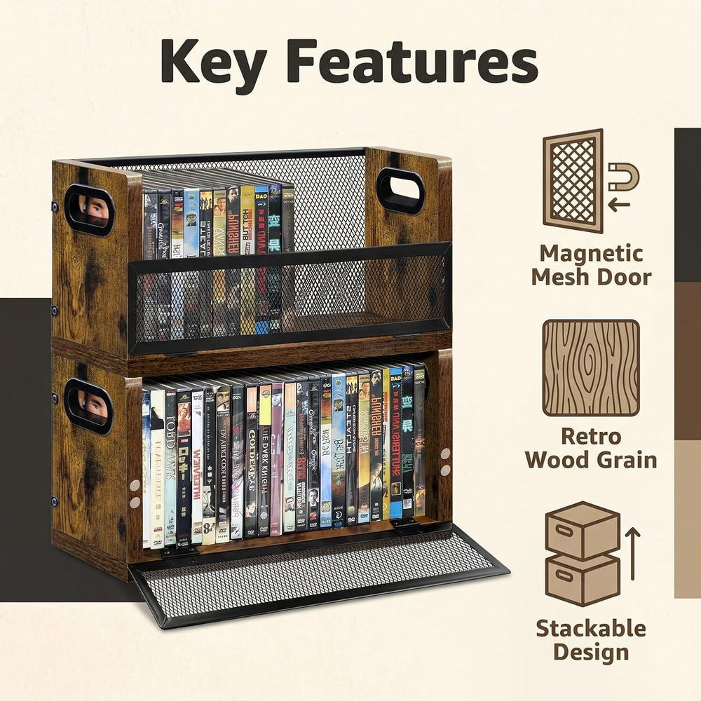 DVD Bluray Storage Rack 3-Pack with Handles, Holds 28 DVD or 32 Blu-ray Cases...