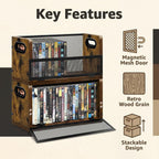 DVD Bluray Storage Rack 3-Pack with Handles, Holds 28 DVD or 32 Blu-ray Cases per Rack | Portable DVD Case Holder for Desktop, Closet, Video Games, Books & Movies