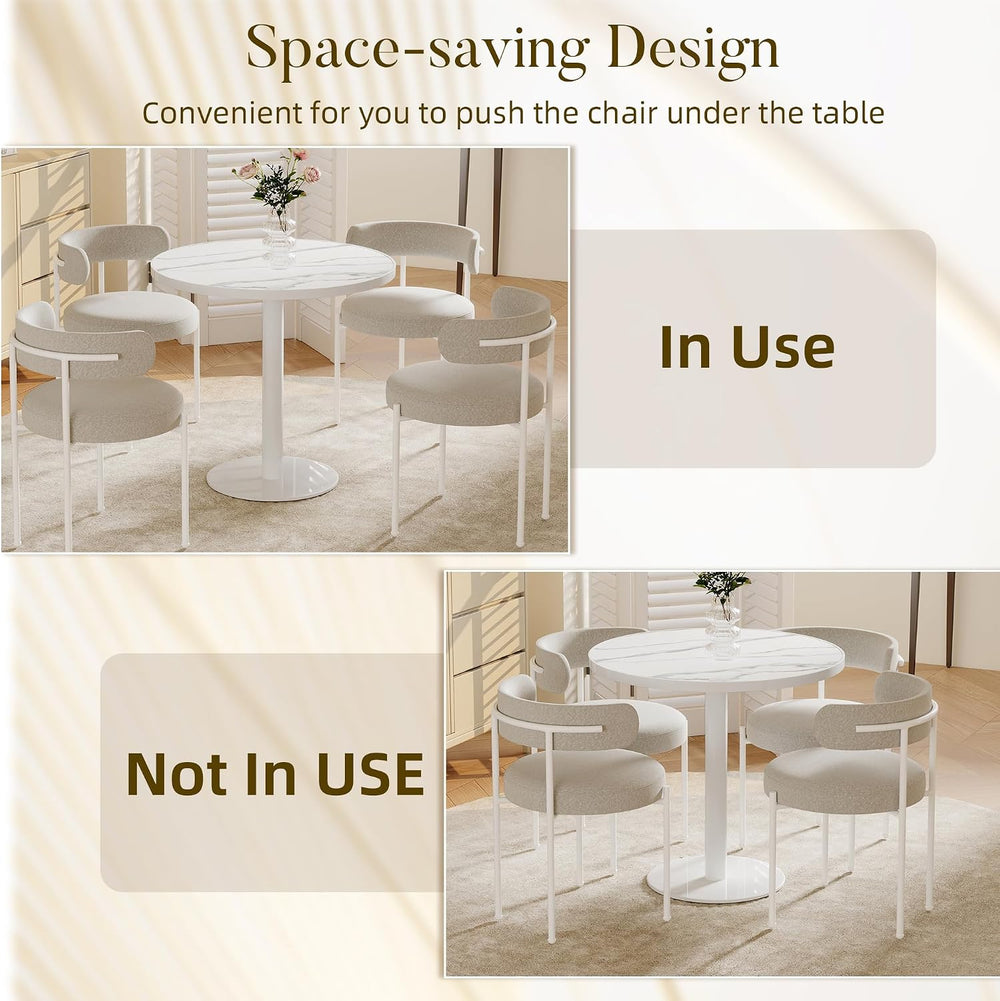 31.5'' Tulip Table, Round Pedestal Dining Table with Sintered Stone T...
