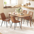 VASAGLE Dining Chairs Set of 4, Upholstered Kitchen Chairs, Synthetic Leather, Max. Load 264 lb, Steel Legs, Curved Backrest, for Dining Room, Caramel Brown and Ink Black ULDC090KN03-2J